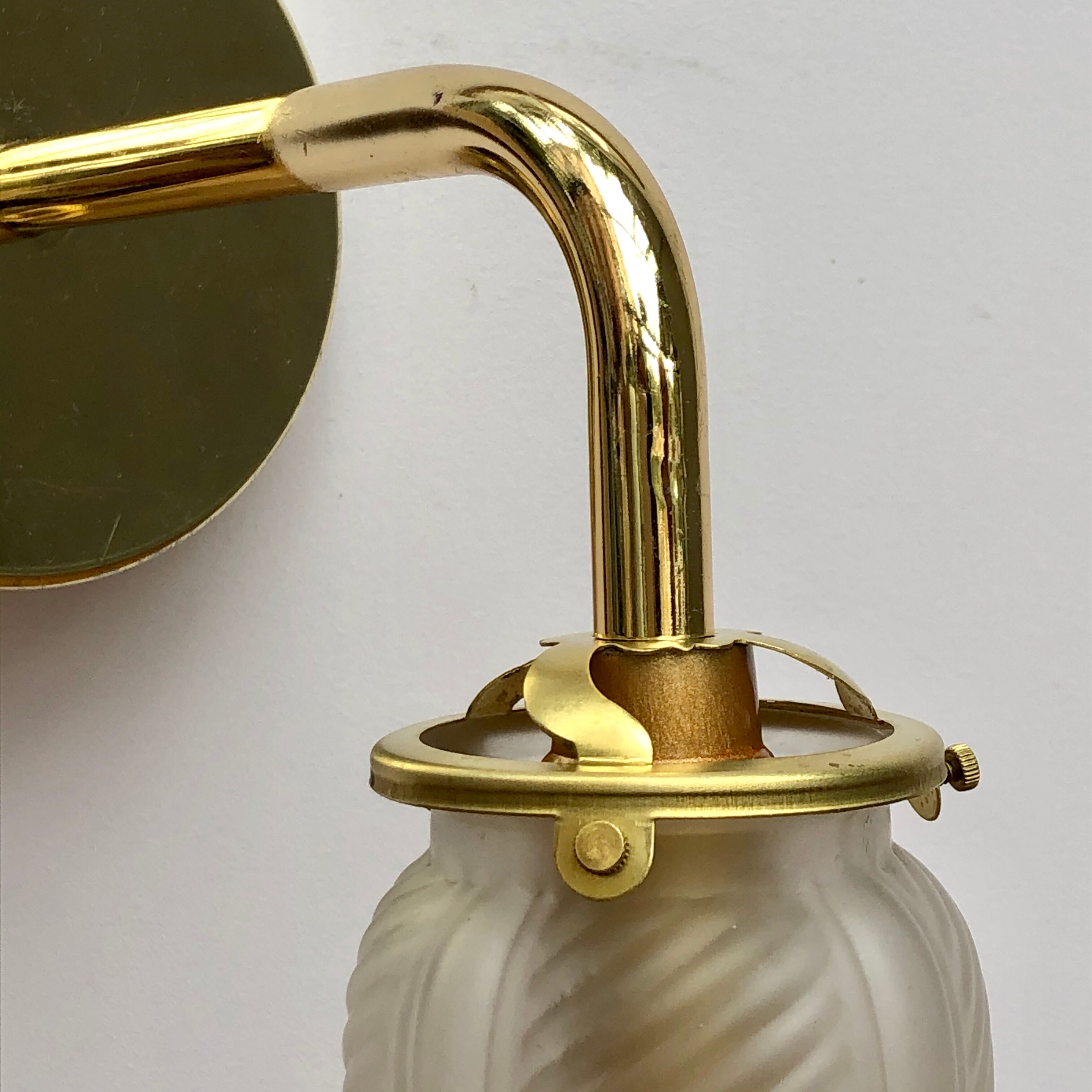 Gold bent wall light vintage tulip in frosted glass