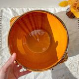 Vintage ceramic lion head soup tureen - honey and black, made in France