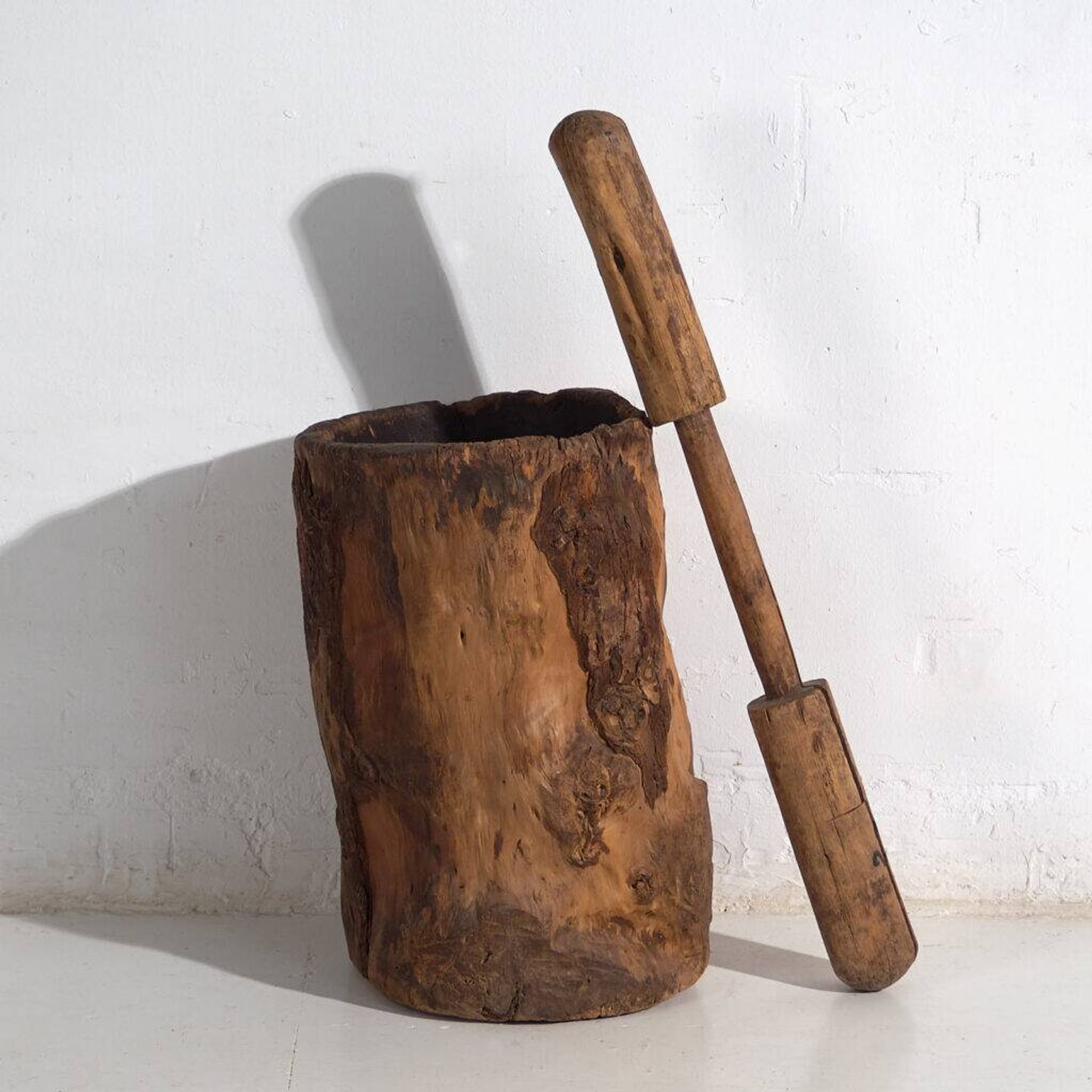 Grand mortier et pilon anciens de style wabi-sabi (c.1920) #78
