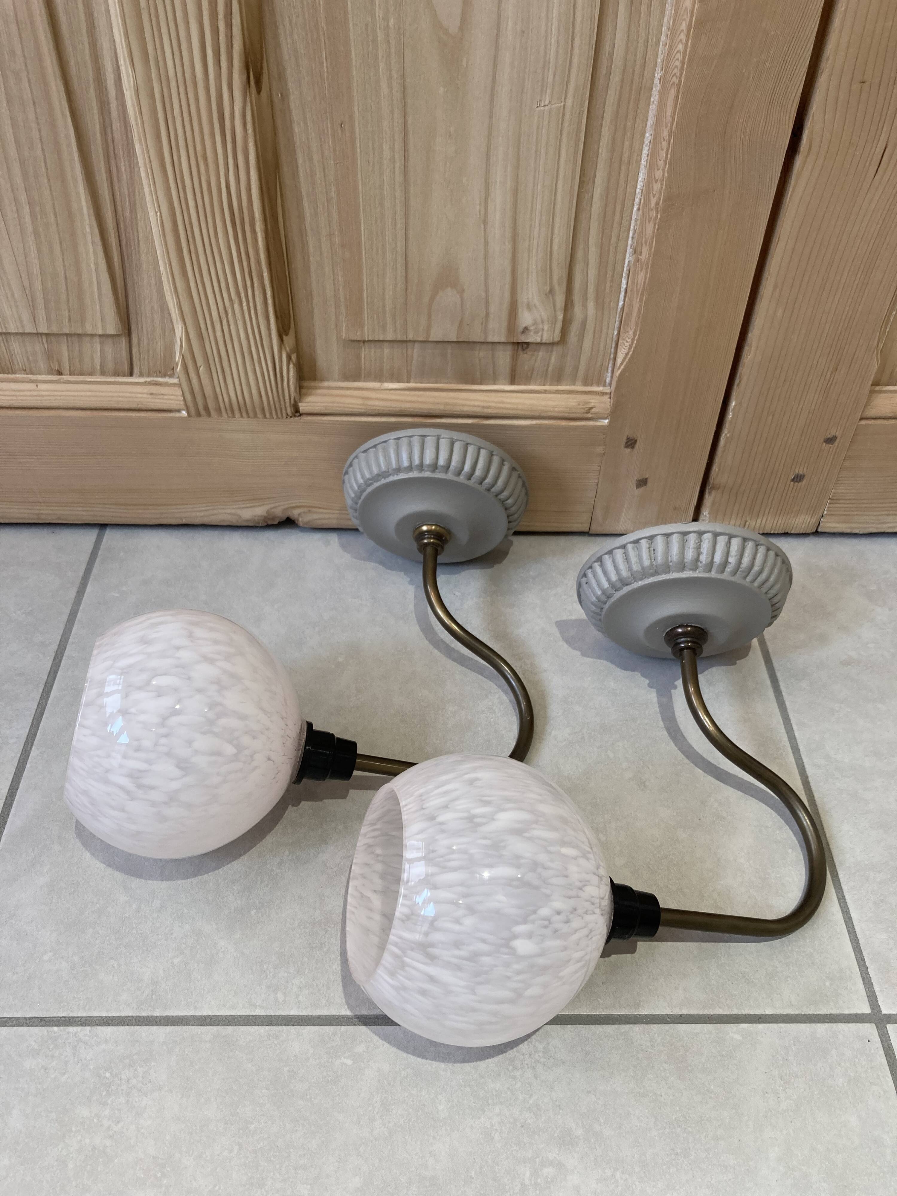 pair of pink Clichy glass wall lights