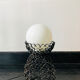 Lampe en fer forgé noir et globe en verre blanc