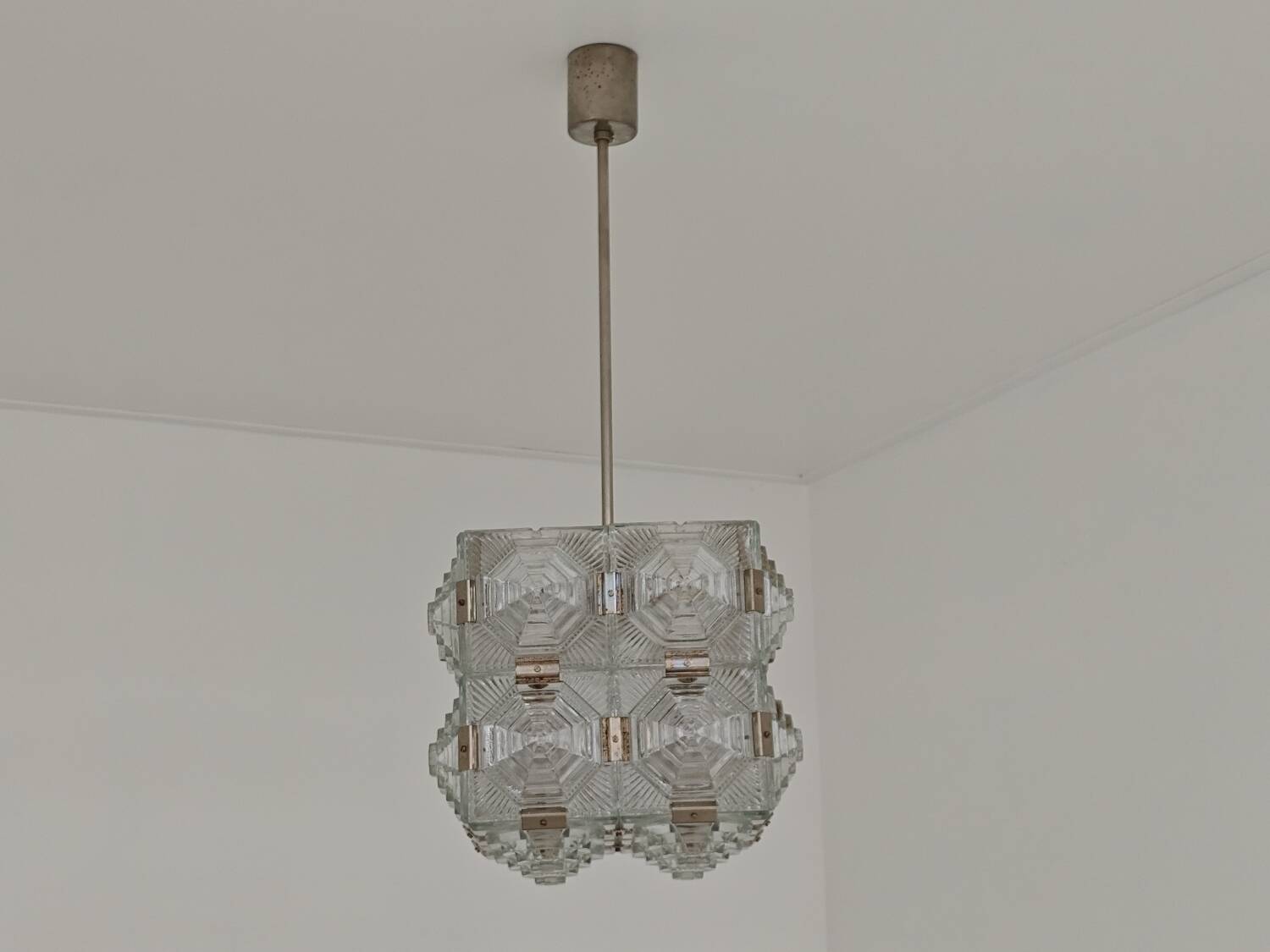 Pyramid chandelier by Jaroslav Bejvl for Preciosa, Kamenicky Senov 1967