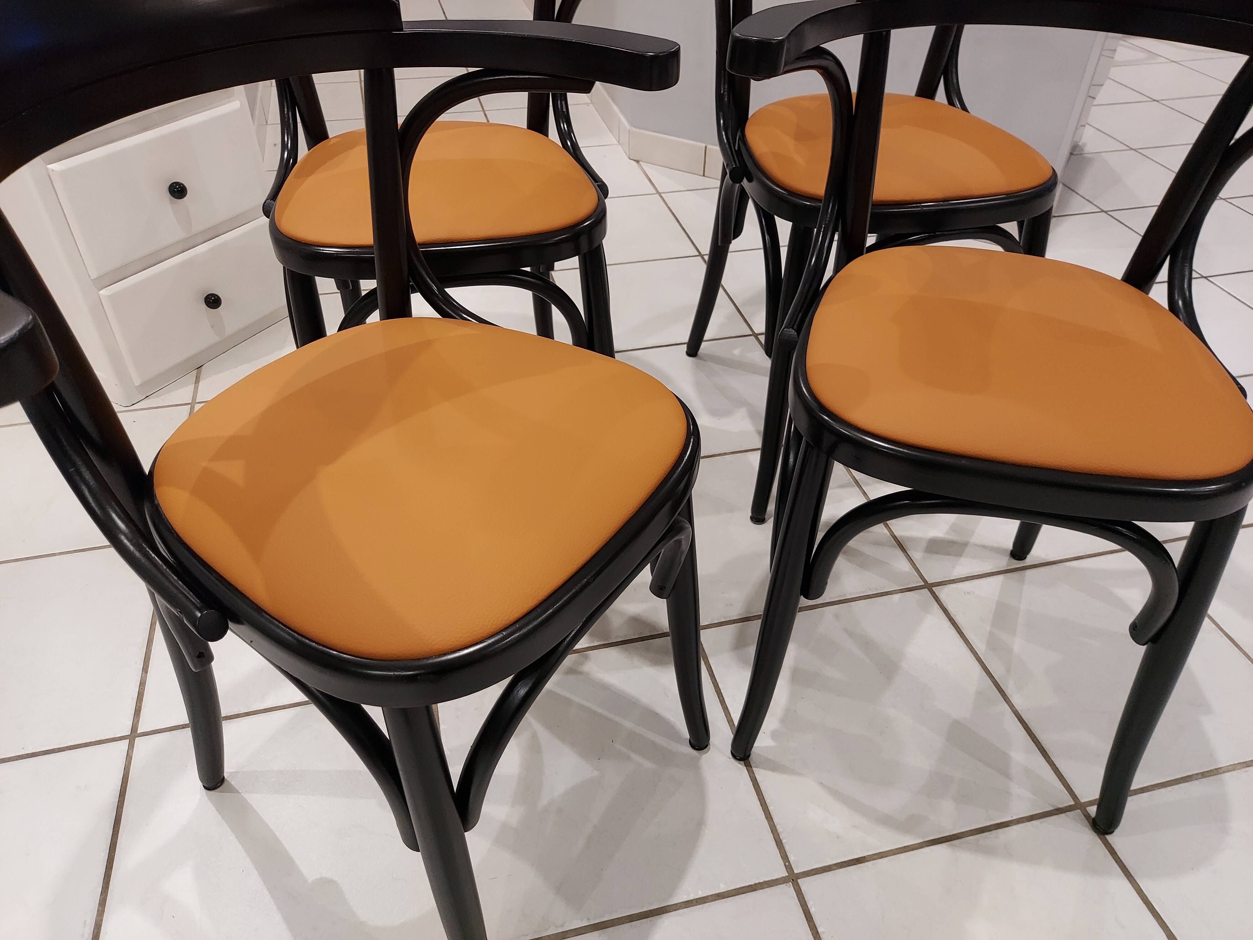 Suite of 4 chairs vintage bistrot 1960s