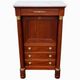 Empire secretary with white marble top in mahogany and brass, 6 drawers.