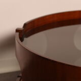 Round coffee table  Frame in plywood- top in smoked glass  Italy - 1960's