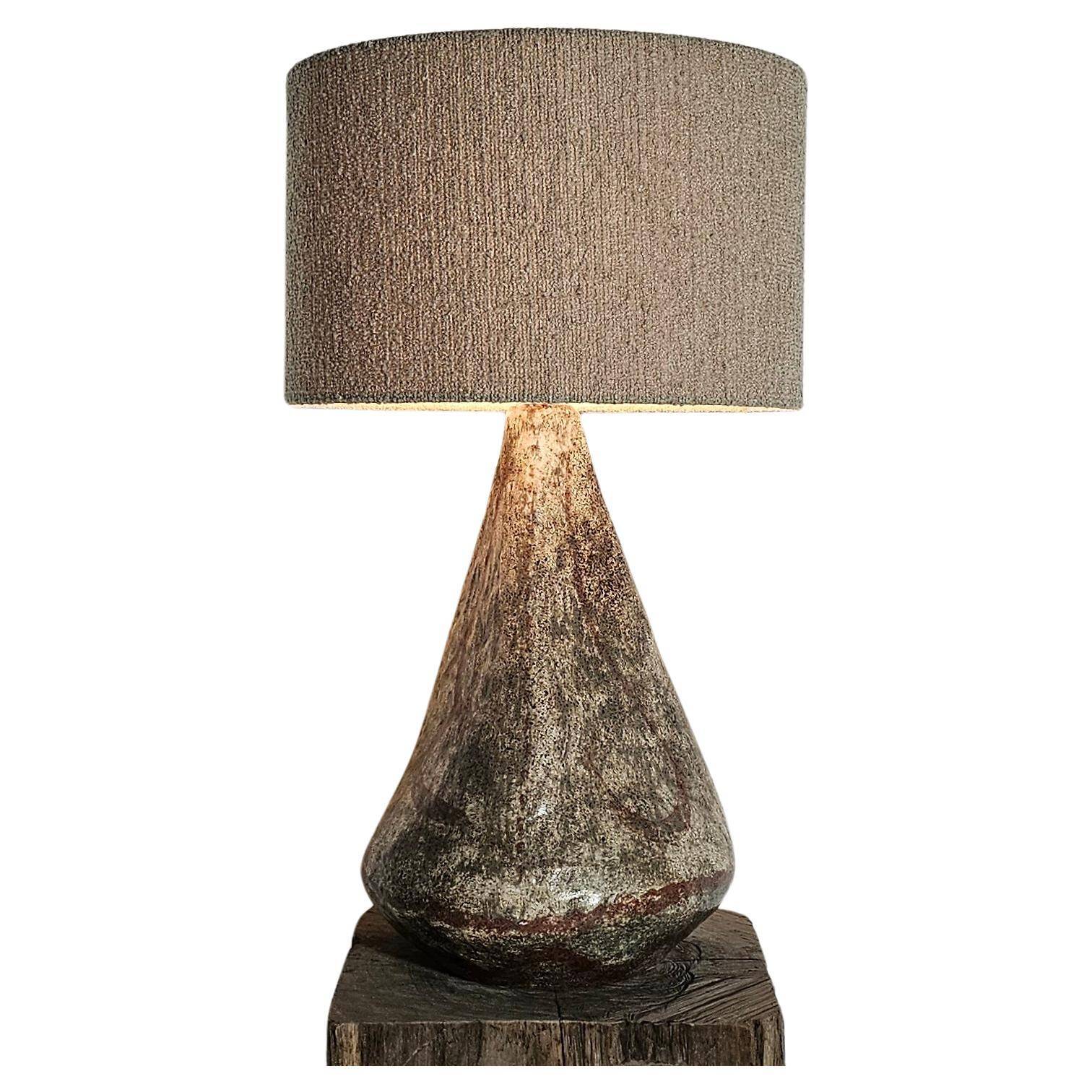 Hand-painted ceramic table lamp in Japanese style, 1970.