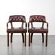 Set of two dark brown cowhide leather Chesterfield dining/side chairs
