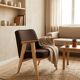 Scandinavian chocolate wool armchair designed by Chierowski