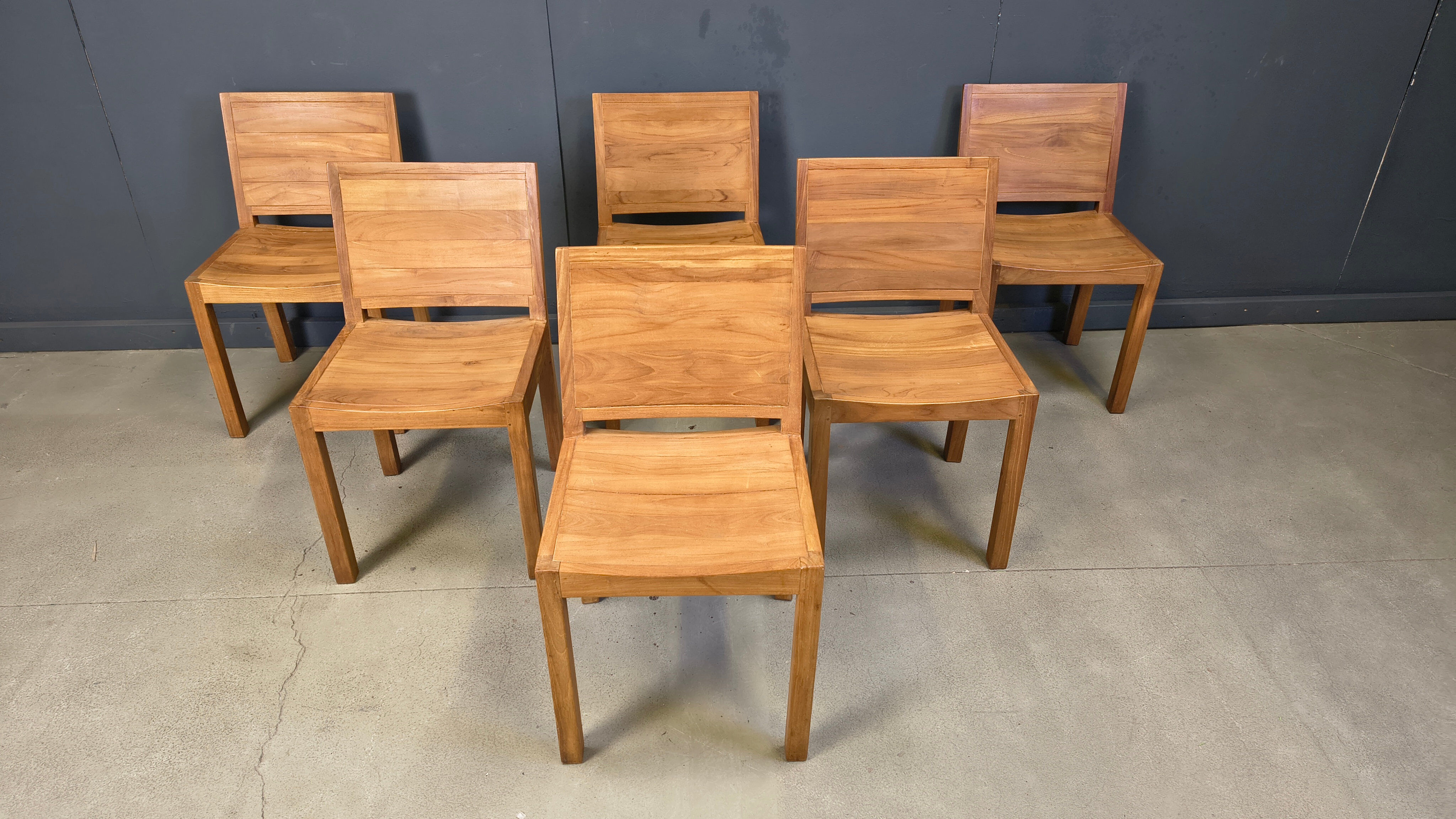 Vintage teak dining chairs set of 6 - 1980s