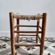 Vintage low wooden stool – Woven straw seat
