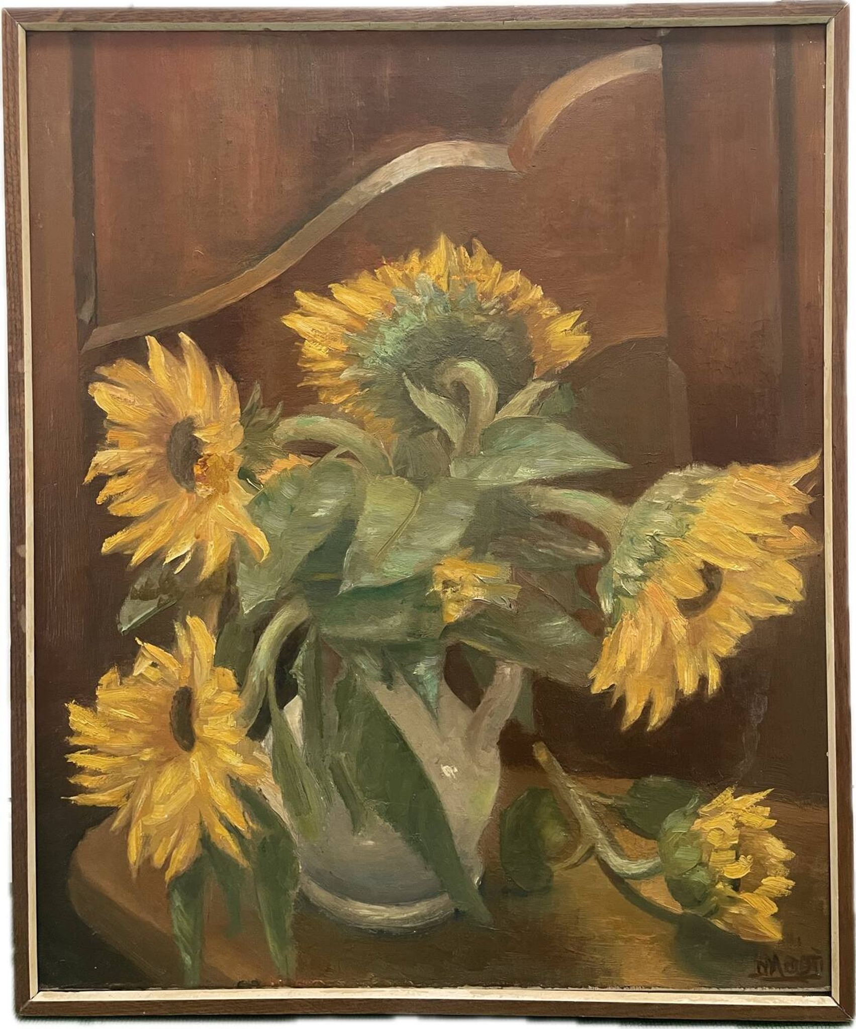 Tableau nature morte aux tournesols XXe