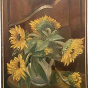 Tableau nature morte aux tournesols XXe