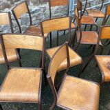 20 vintage school chairs in metal and wood design Mid-century vintage 1960 french Mullca