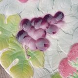 Plat à gâteau / coupe fruit faience barbotine de St Clement