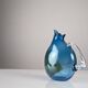 Unique Hand-Blown Glass Jug Signed by 20th Century Artisan – Vibrant Blue