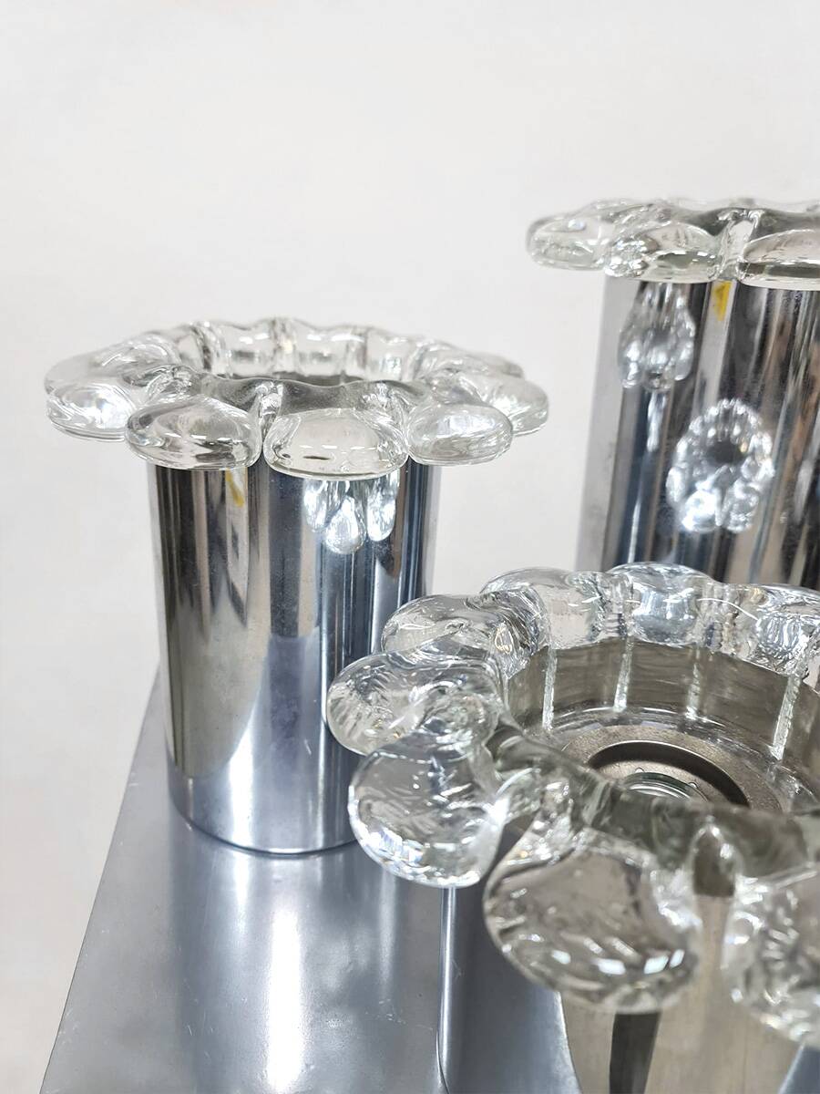 Vintage chrome and glass flower wall sconces