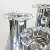 Vintage chrome and glass flower wall sconces
