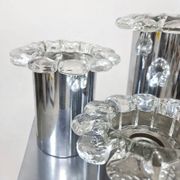 Vintage chrome and glass flower wall sconces