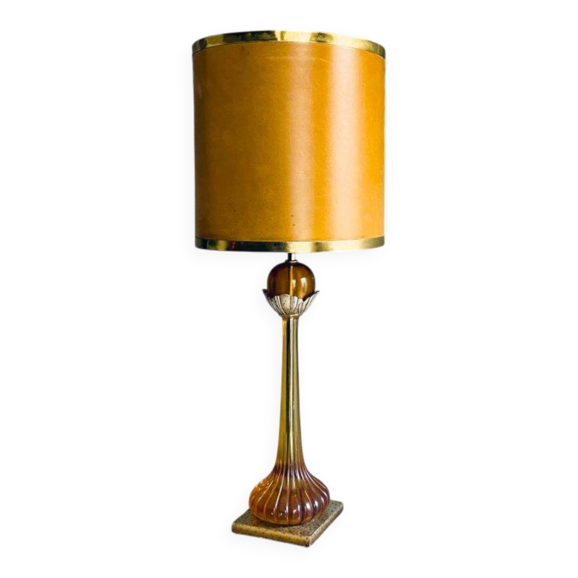 Grande lampe de table en lucite ambre de style Régence