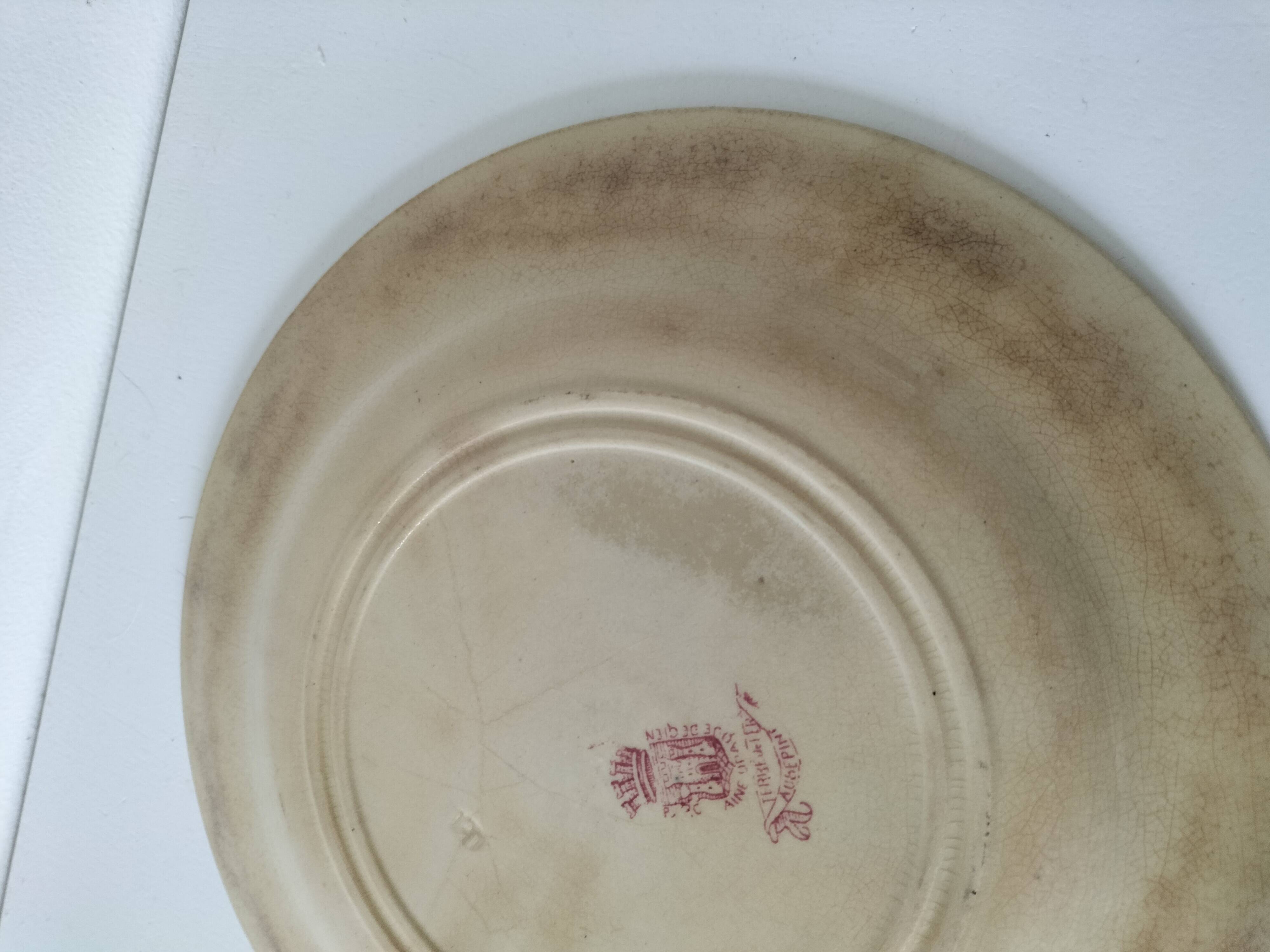 6 assiettes anciennes terre de fer rose dépareillées