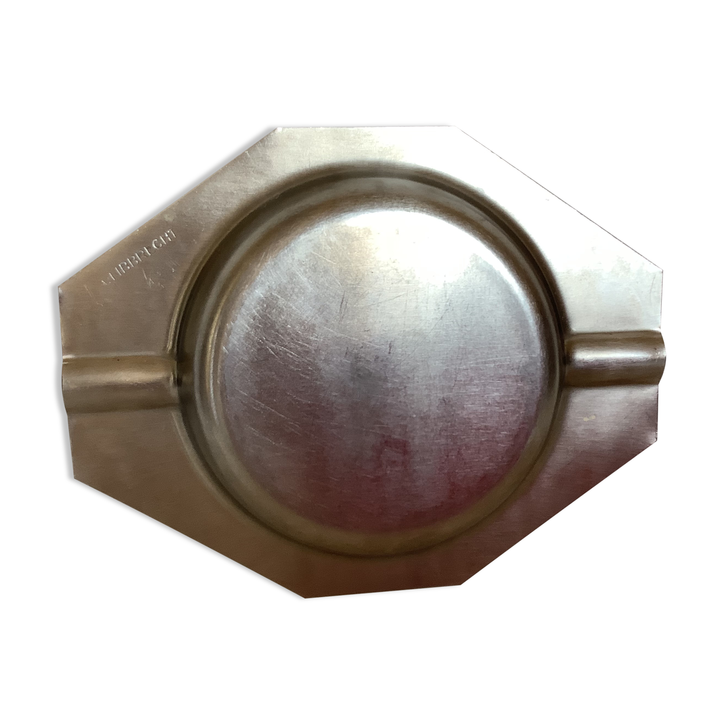 Old empty ashtray octagon stainless steel Libbrecht