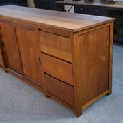 Large teak sideboard with 6 drawers and 2 sliding doors
