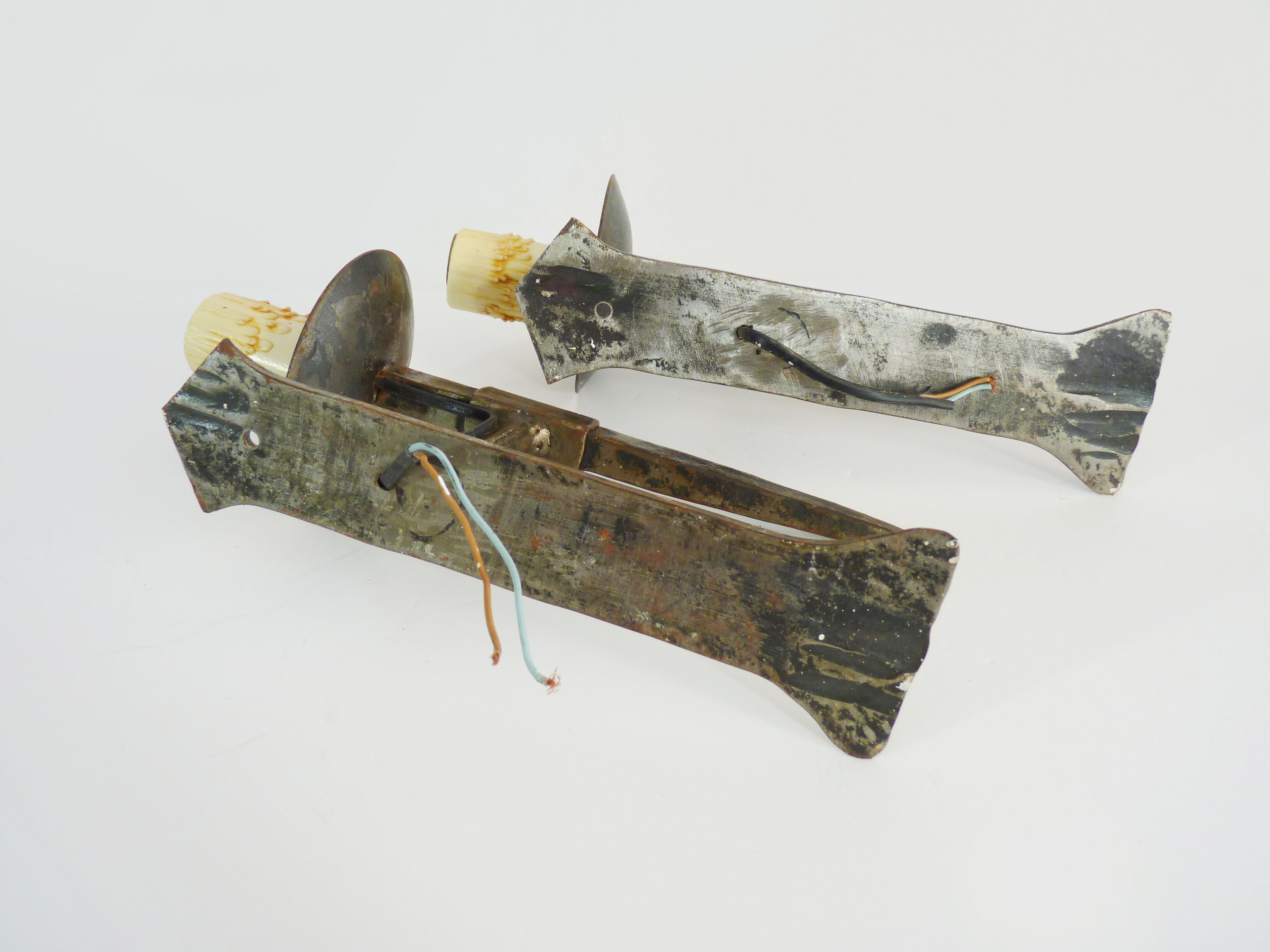 Old pair of wrought iron wall sconces. Castle sconces. Year 50 60