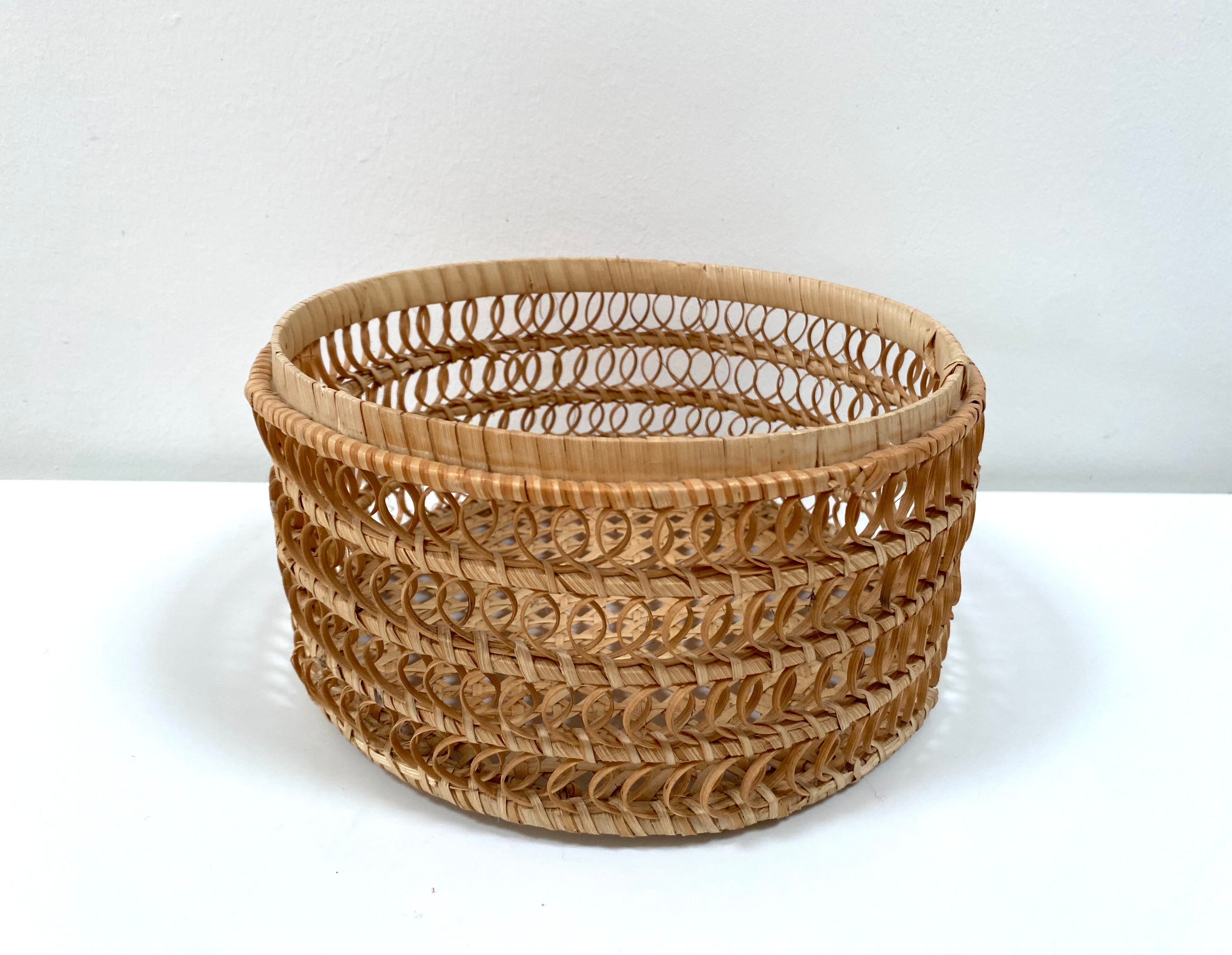 Braided rattan basket from the 70s