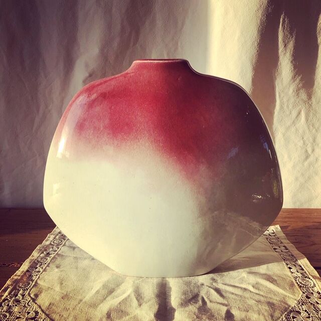 Old pink enamelled vase
