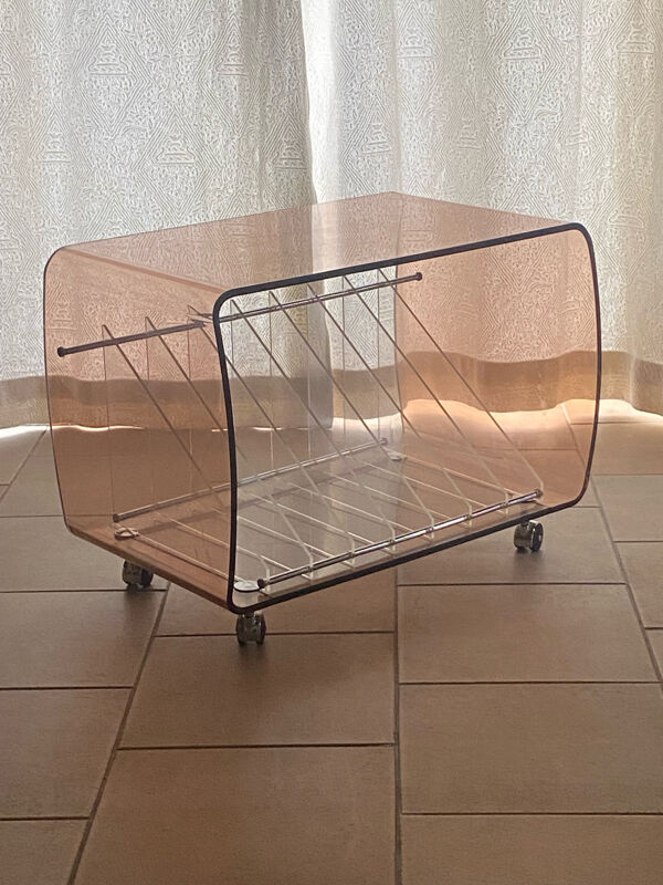 Table basse hi-fi,plexiglas,  Michel Dumas