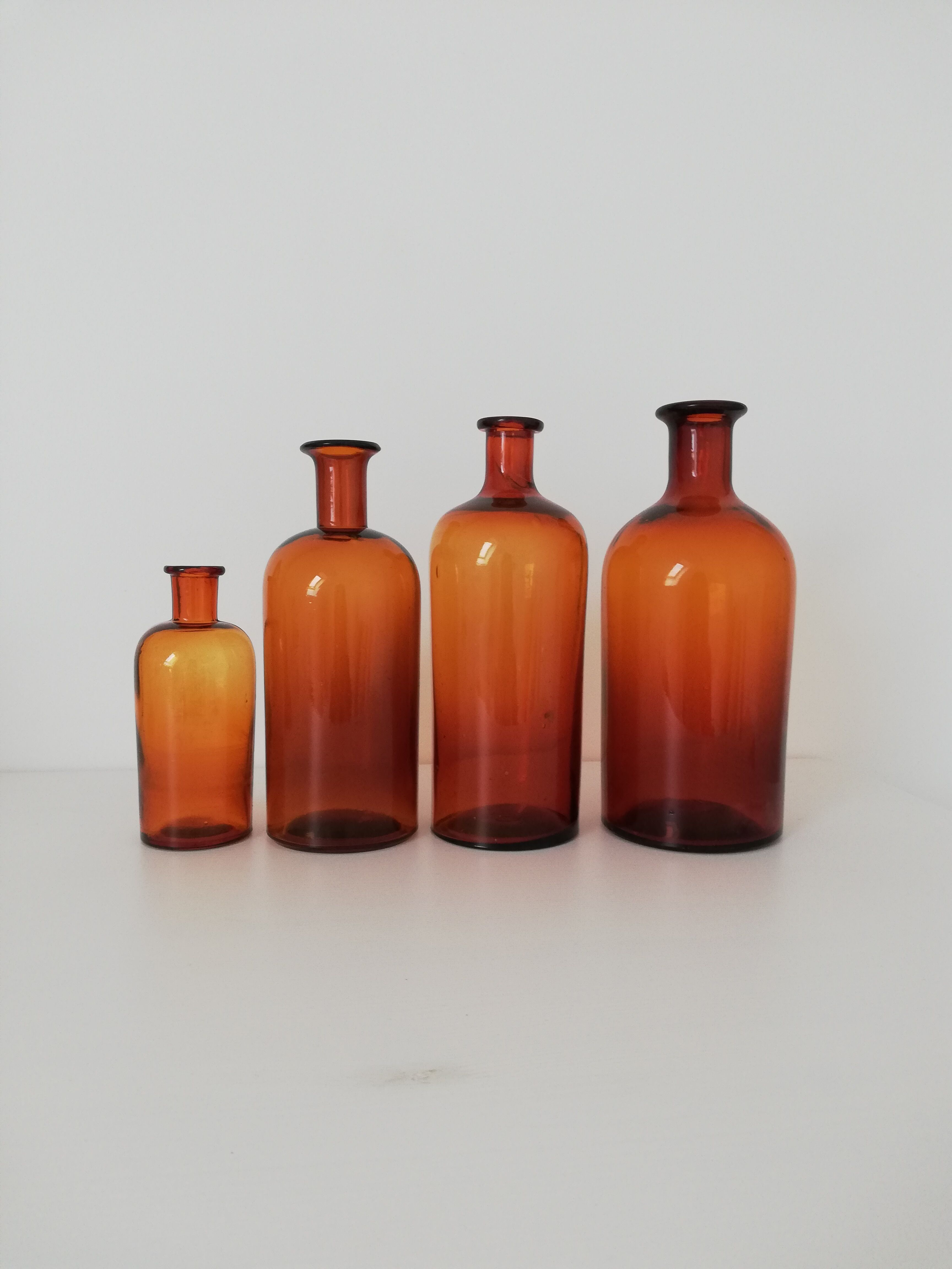 Amber apothecary bottles