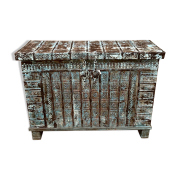console - coffre de mariage en teck birman