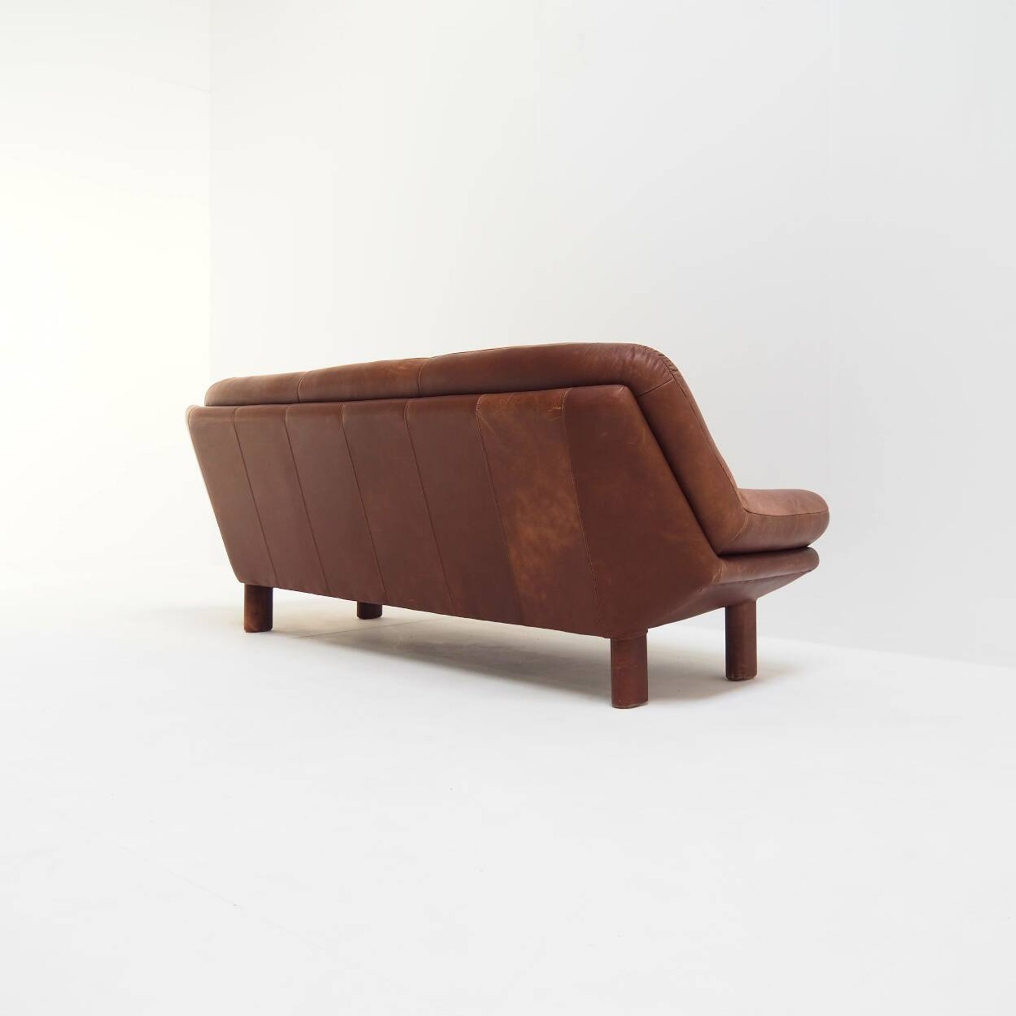 3-Seater Sofa with Great Patina in Brown Leather Upholstery