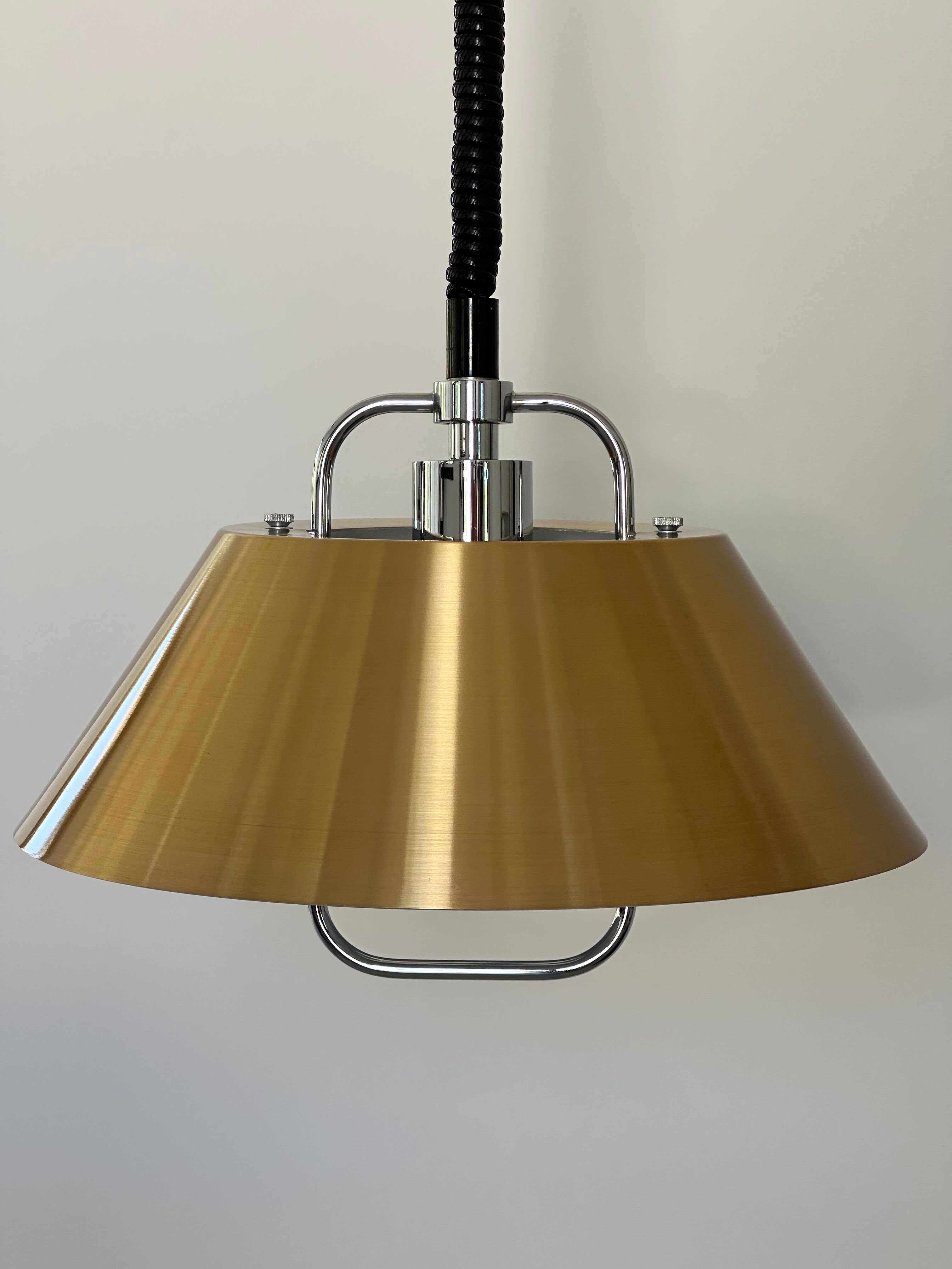 Chandelier pendant lamp rises and falls, design Jo Hammerborg for Fog and Mørup, Denmark circa 1960