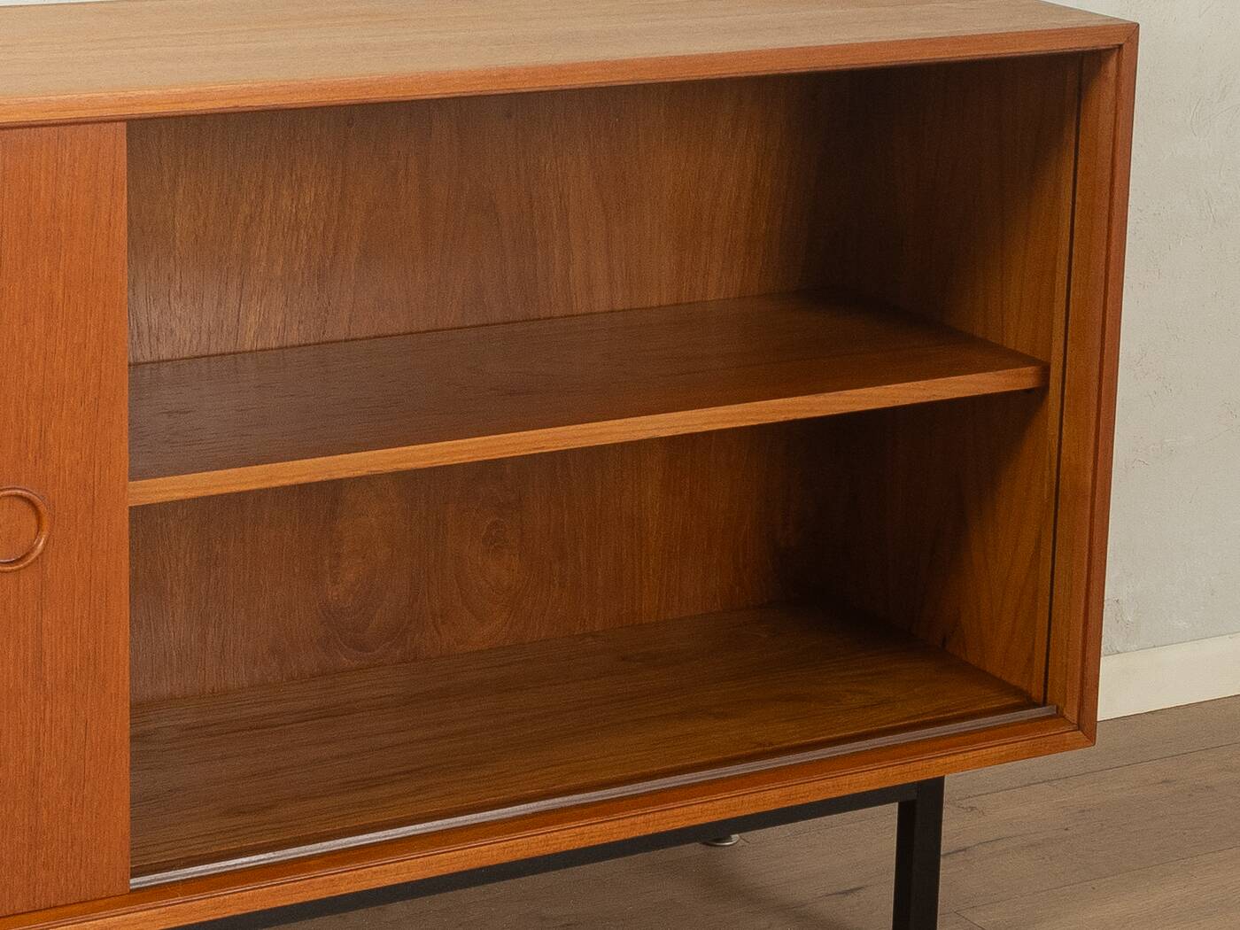 Classic sideboard by Lothar Wegner, 1960s, teak veneer, glass sliding door