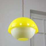 Lampe à Suspension Space-Age en Plexiglas Jaune, années 70