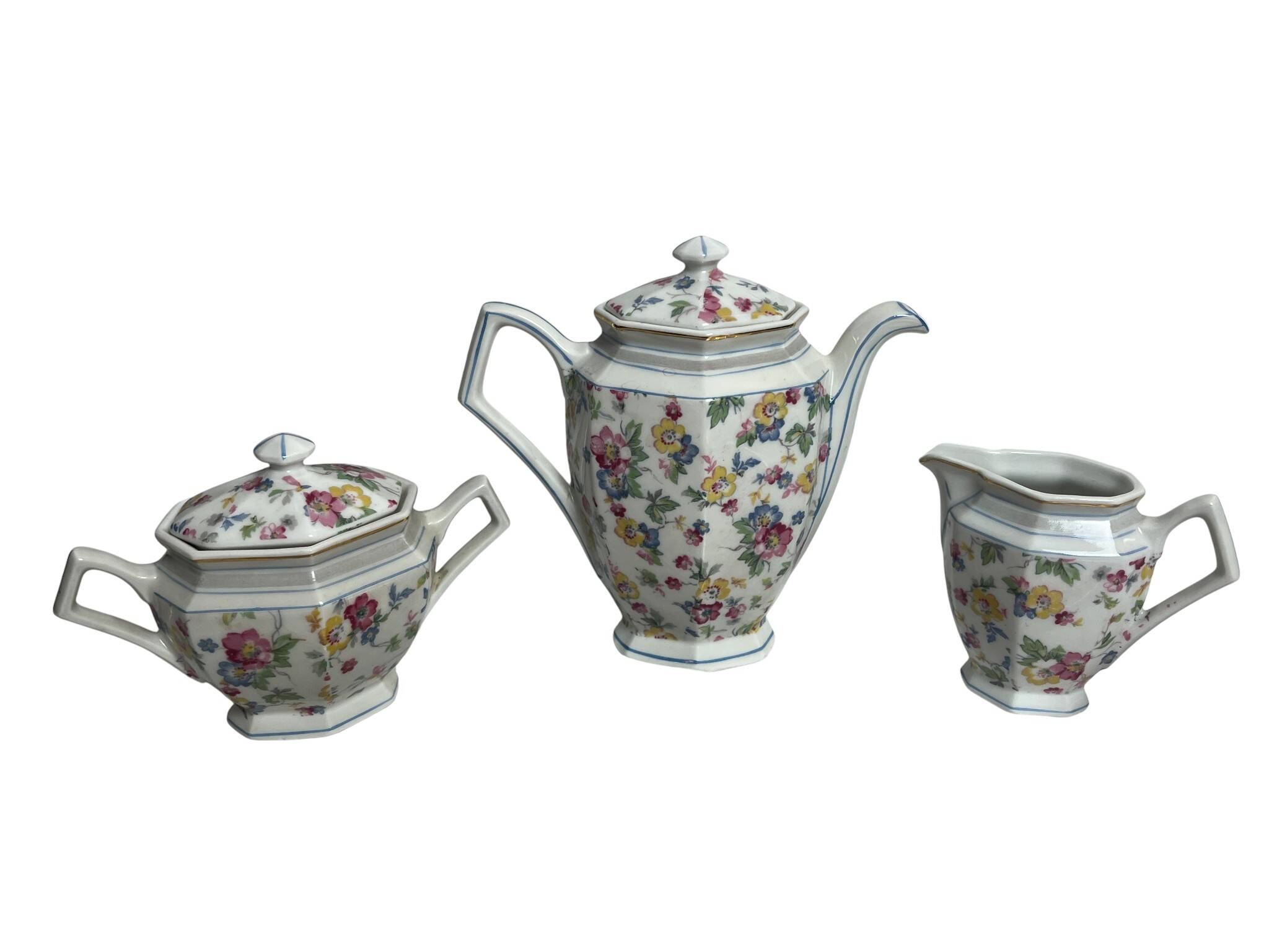 Tableware, tea service called egoist, floral decoration, 20th century