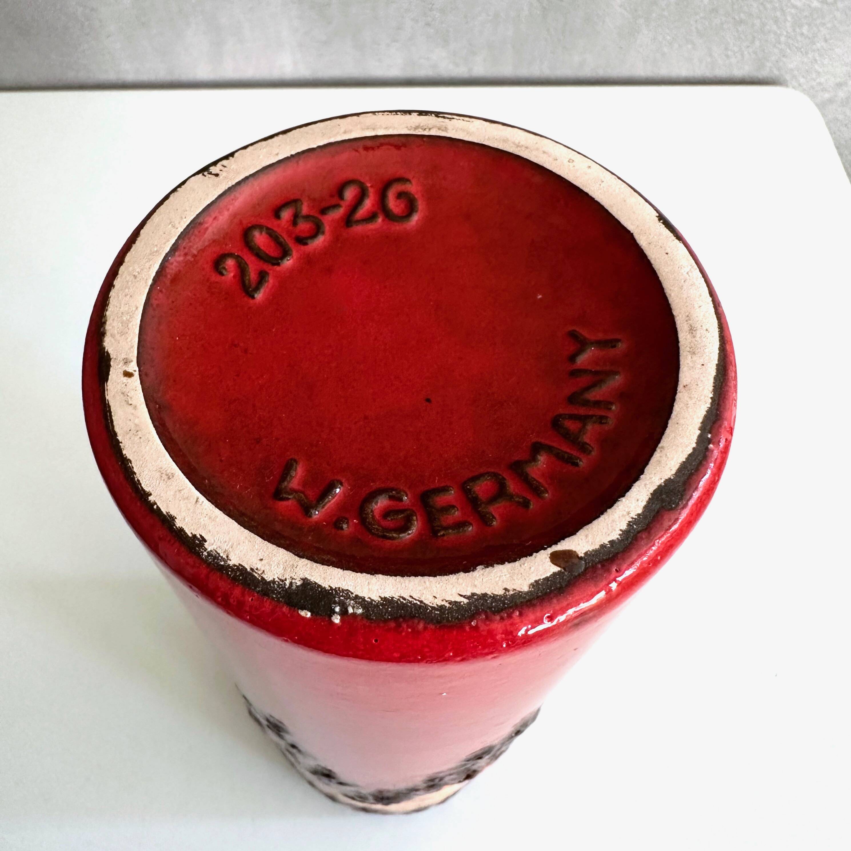 Vase en céramique Scheurich 203-26, poterie ouest-allemande, céramique Fat Lava
