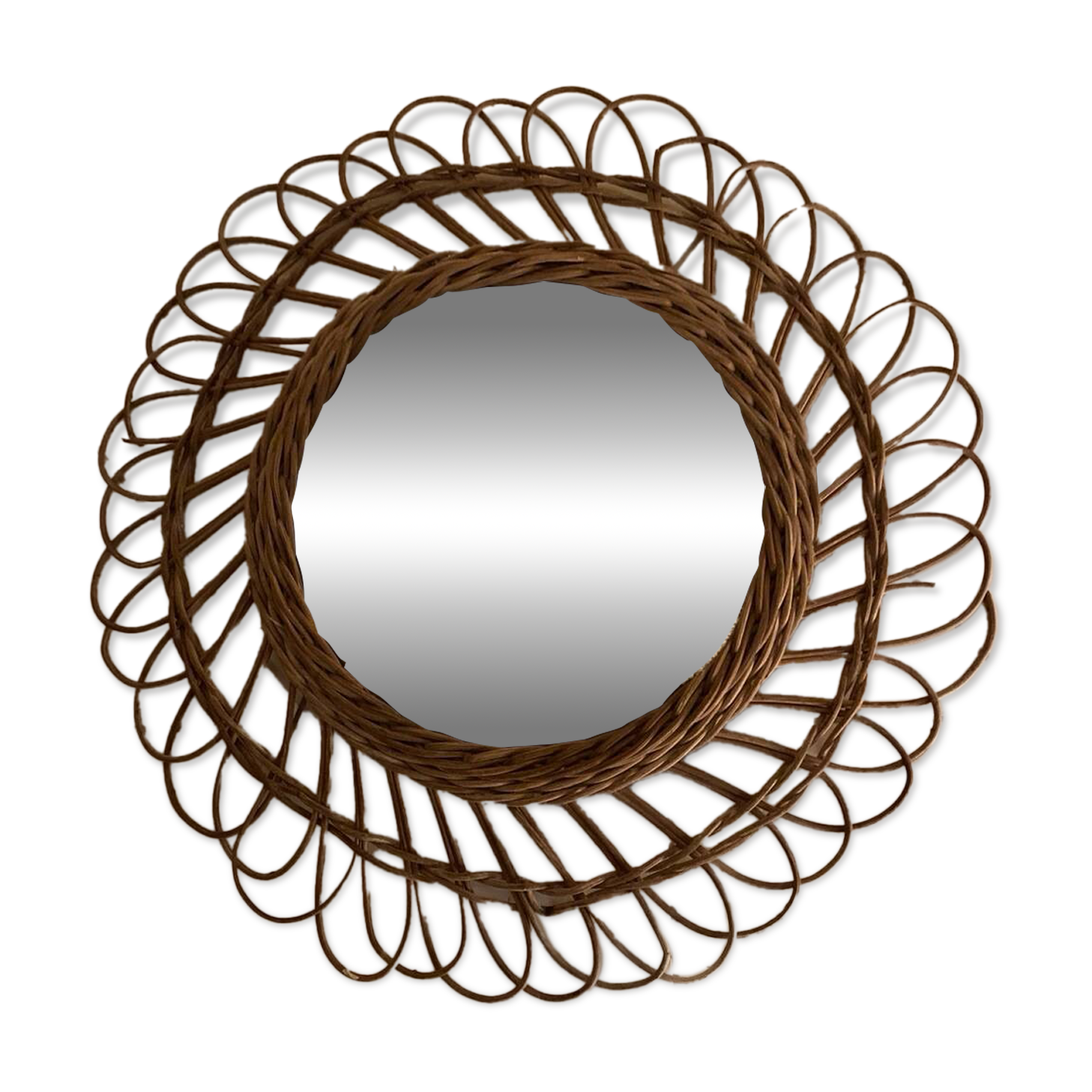 Vintage Rattan Witch Mirror