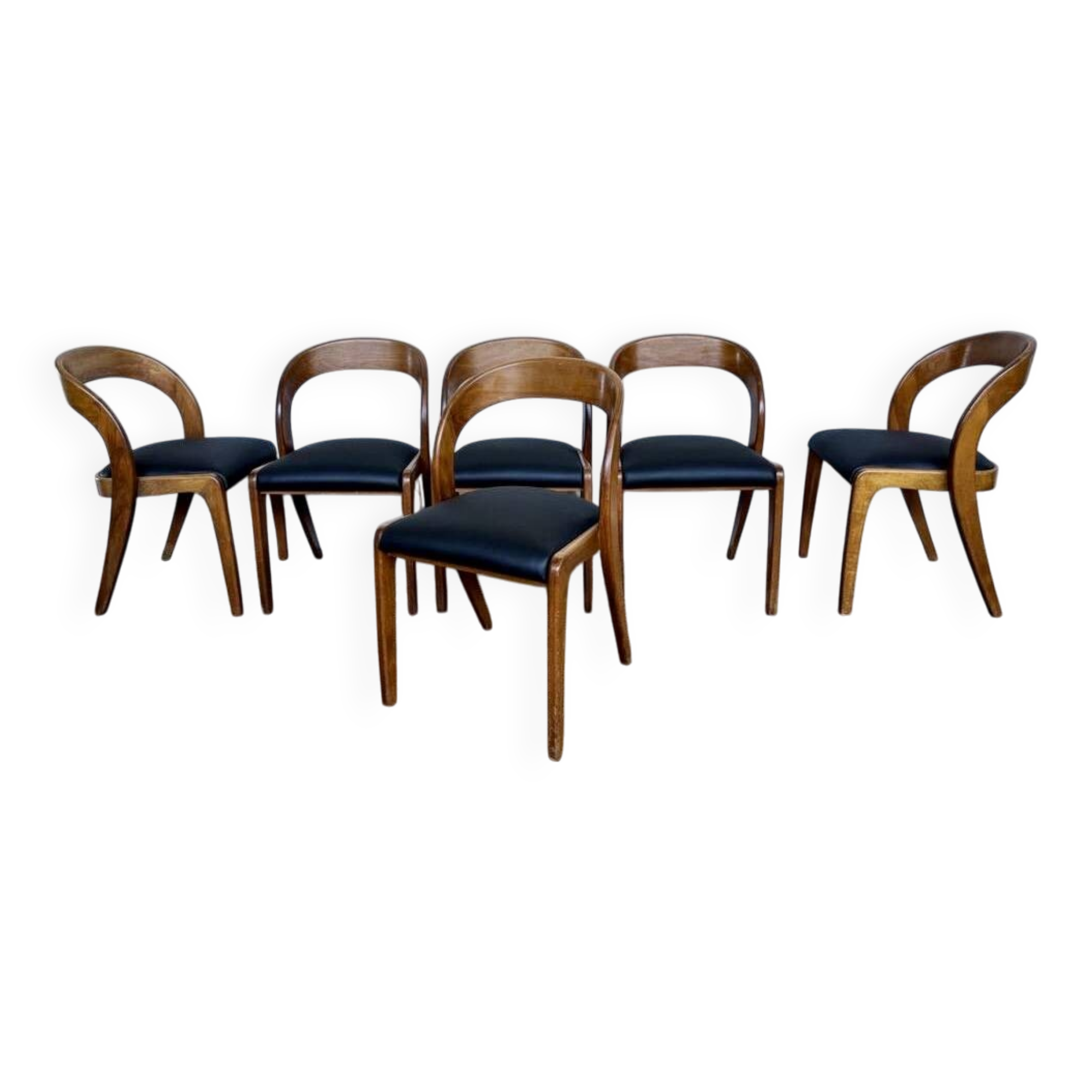 Set of 6 Baumann Gondola bistro chairs in curved wood