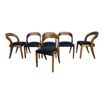Série de 6 chaises bistrot Baumann Gondole en bois courbé