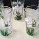 6 Verres gobelets anciens Décor de muguet sérigraphié