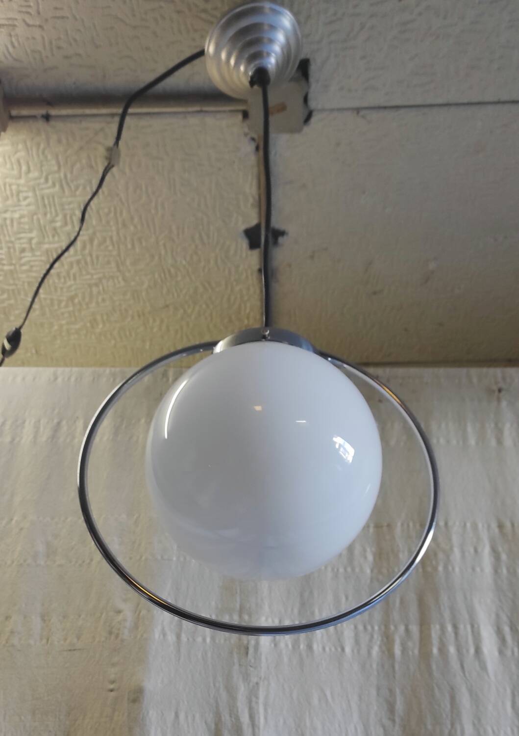 Art Deco opaline globe pendant - mid 20th century