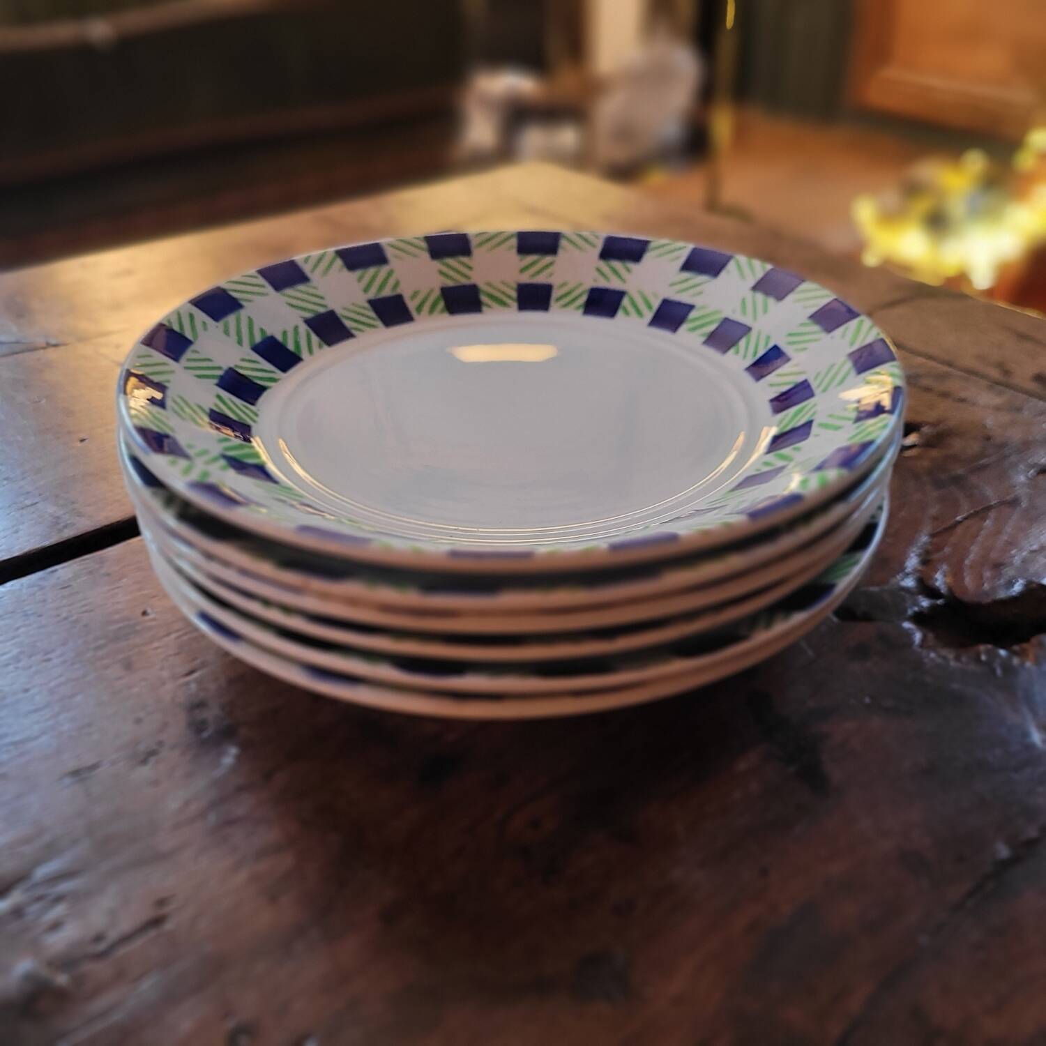 Digoin Sarreguemines dessert plates – Plaid pattern – 1970s