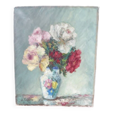 Painting oil on canvas bouquet of flowers signed b. rabel