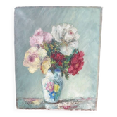 Tableau huile sur toile bouquet de fleurs signé b. rabel