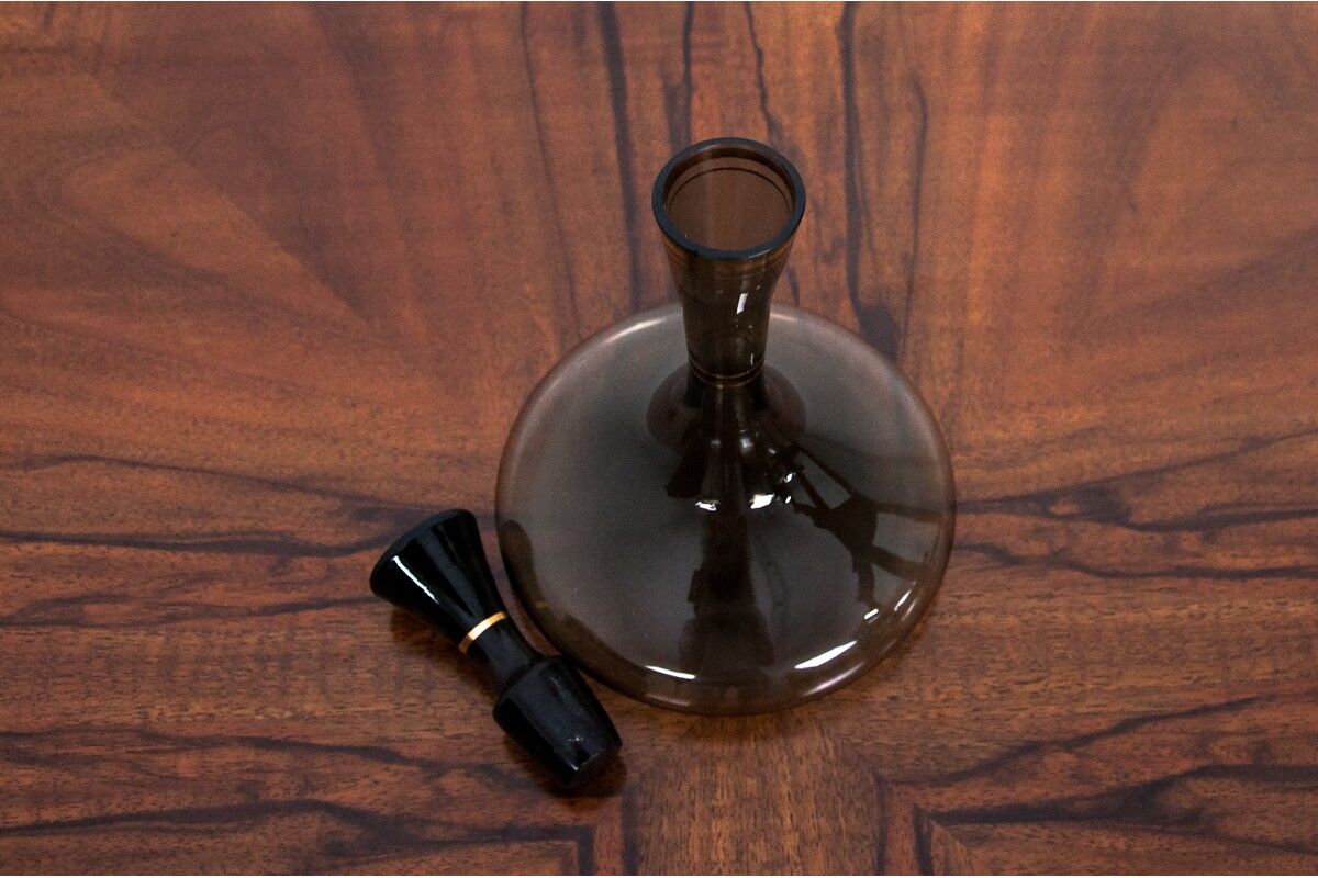 Black glass decanter, Poland, 1960s