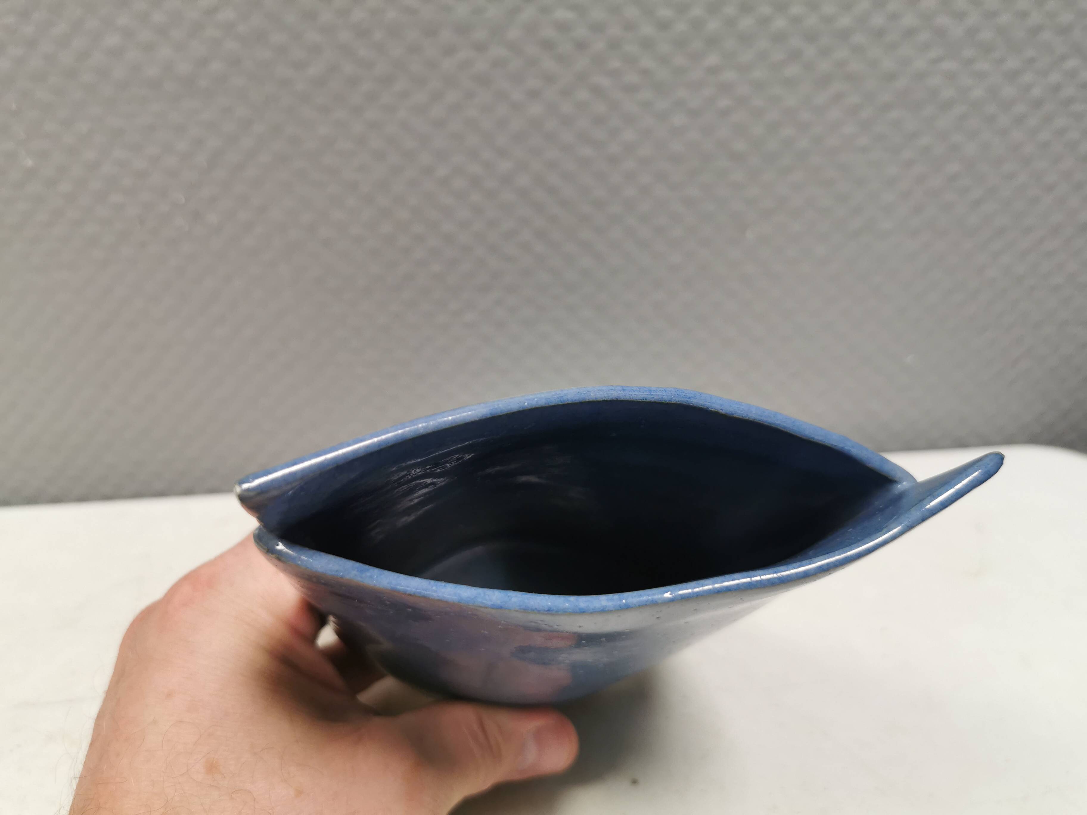 Handmade earthenware vase, with a beautiful light blue glaze. Denmark 1980s