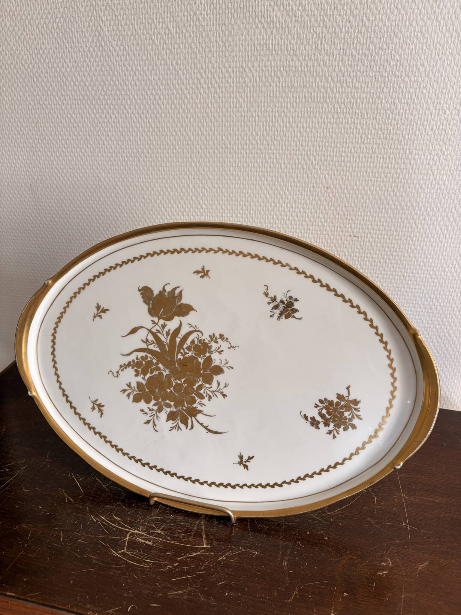 Antique Golden Plate Floral Décor Camaïeu KPM Berlin Royal Manufacture