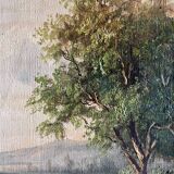 Painting, oil on framed canvas "Animated lake landscape" signed Michel, 19th century.